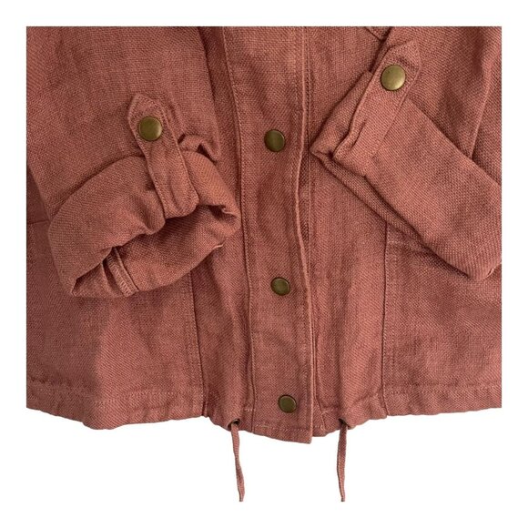C&C California Size S Linen Jacket Rust Drawstring Hem Button Closure Pockets - Picture 5 of 7